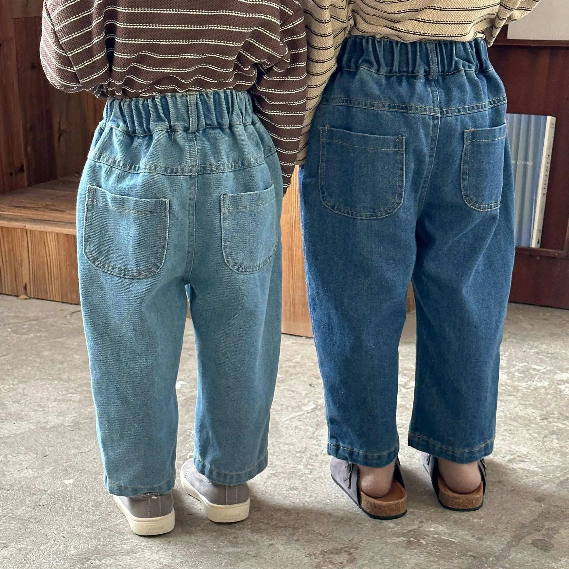 デニムパンツ キッズパンツ ソフトデニムウエスト切り替えステッチロングパンツ ジーンズ 2カラー【mh0006888】