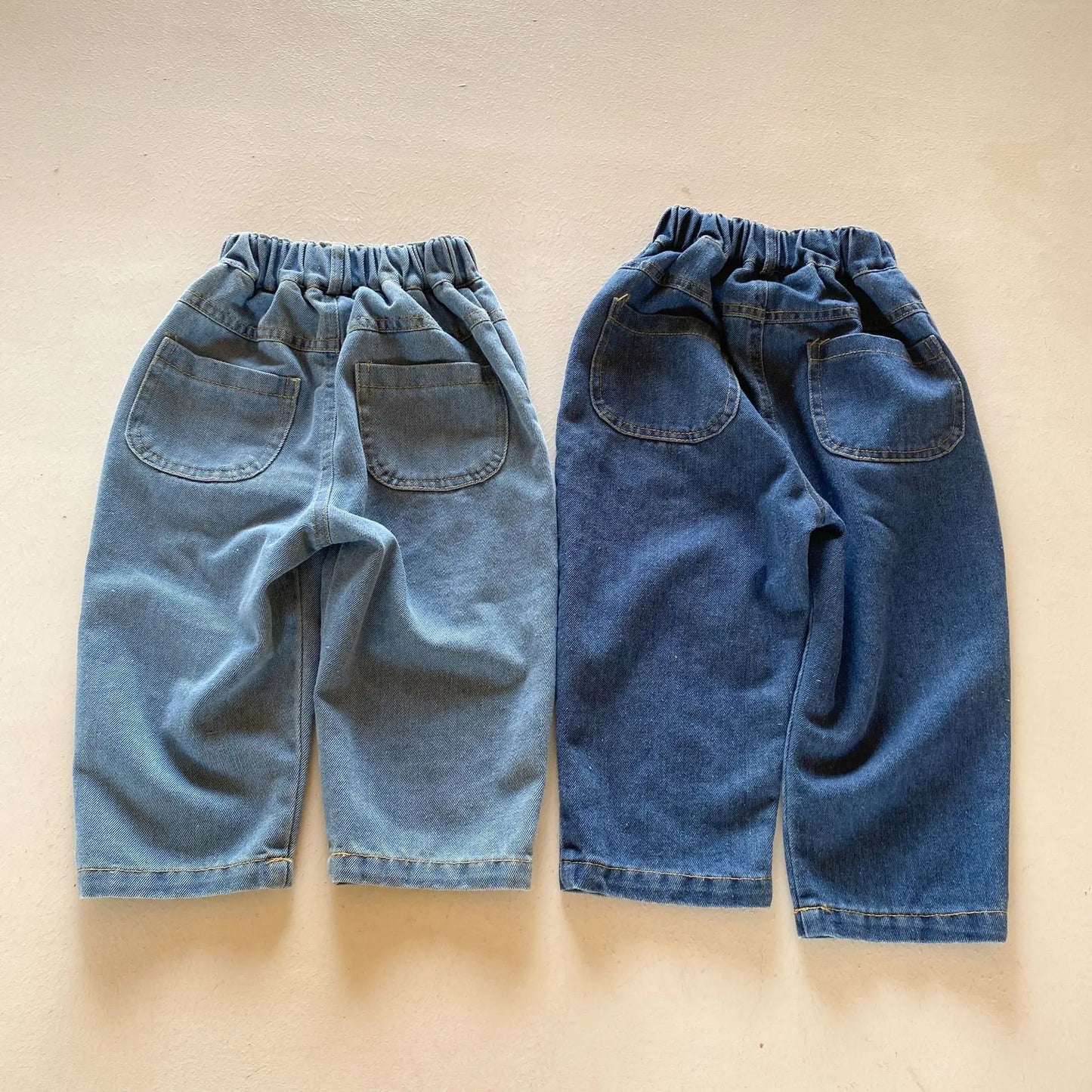 デニムパンツ キッズパンツ ソフトデニムウエスト切り替えステッチロングパンツ ジーンズ 2カラー【mh0006888】