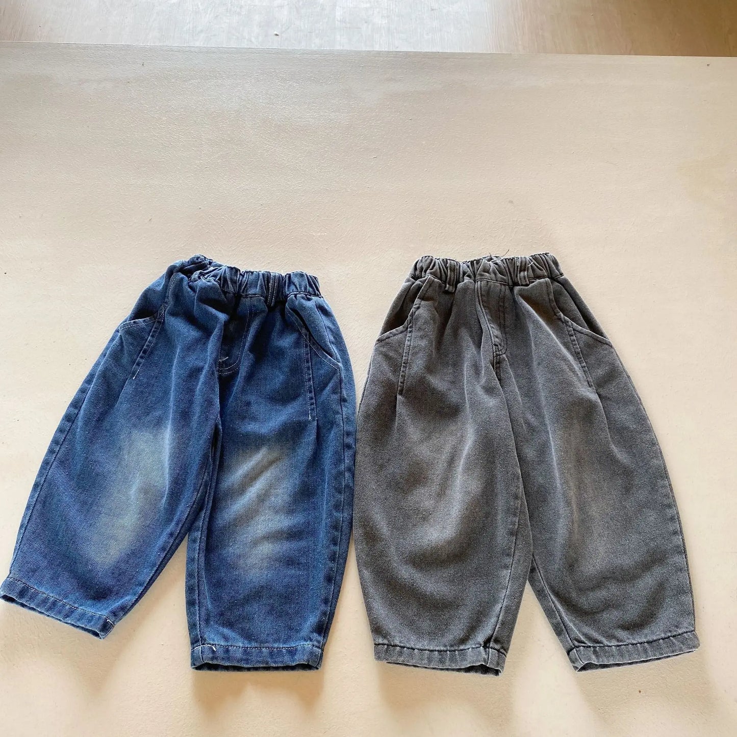 デニムパンツ キッズパンツ ルーズロングデニムパンツ ジーンズ2カラー【mh0007053】