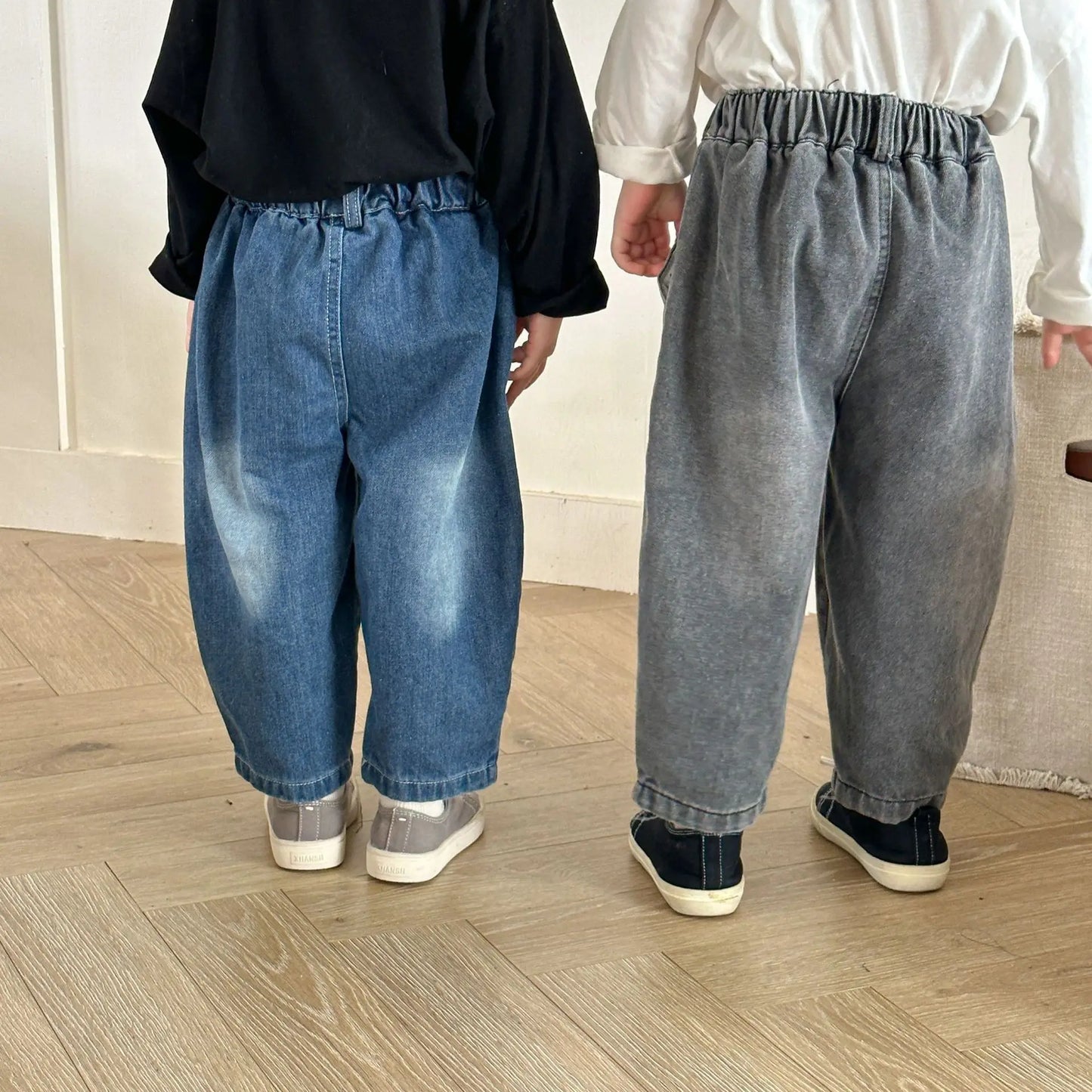 デニムパンツ キッズパンツ ルーズロングデニムパンツ ジーンズ2カラー【mh0007053】