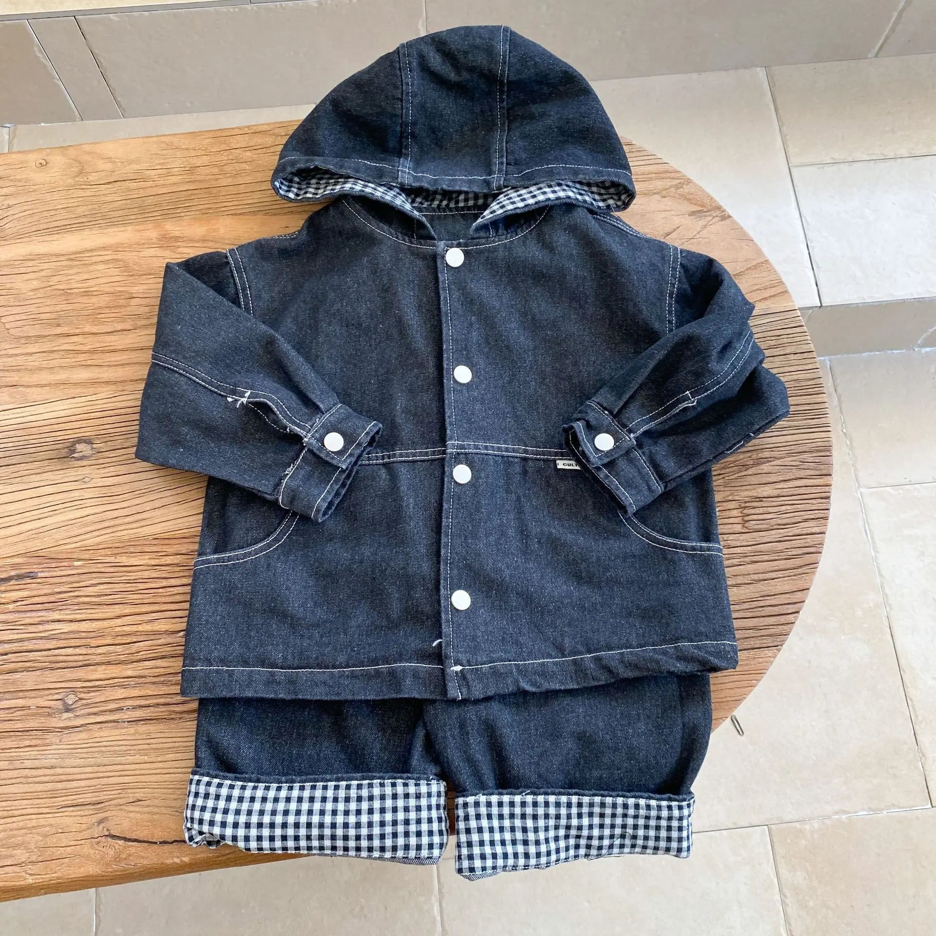 ショートコート・ジャケット・ジャンパー キッズアウター フーディデニムジャケットコート 2カラー【mh0007120】