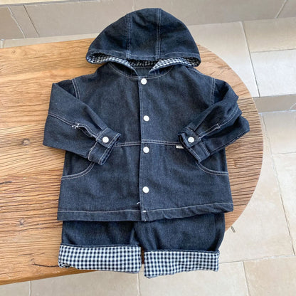 ショートコート・ジャケット・ジャンパー キッズアウター フーディデニムジャケットコート 2カラー【mh0007120】