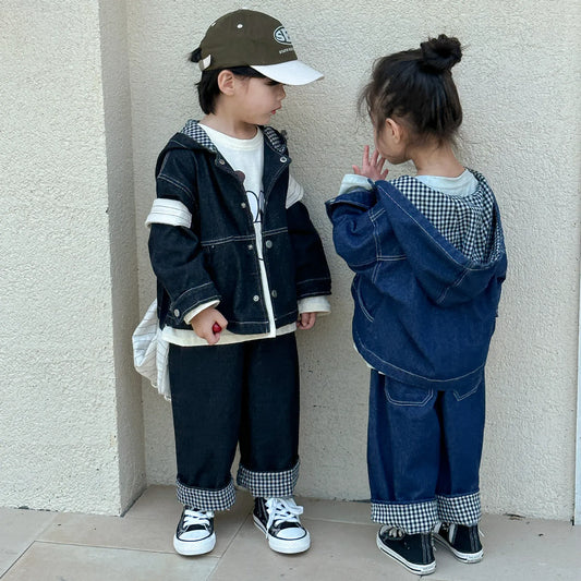 ショートコート・ジャケット・ジャンパー キッズアウター フーディデニムジャケットコート 2カラー【mh0007120】