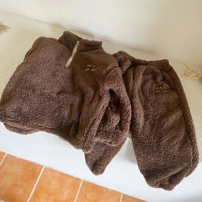 長袖パジャマ キッズセットアップ 2点セット フリースフランネル防寒長袖パジャマセット【mh0007784】