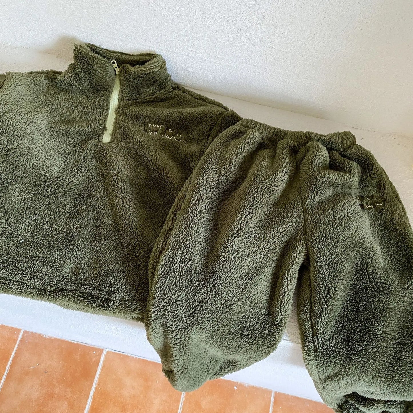 長袖パジャマ キッズセットアップ 2点セット フリースフランネル防寒長袖パジャマセット【mh0007784】