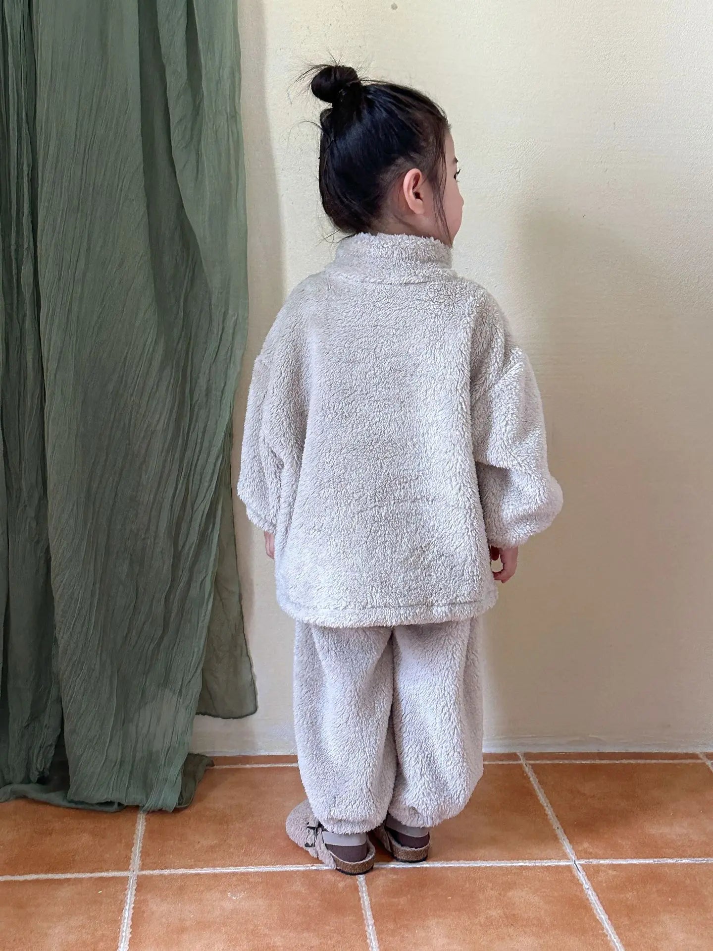 長袖パジャマ キッズセットアップ 2点セット フリースフランネル防寒長袖パジャマセット【mh0007784】