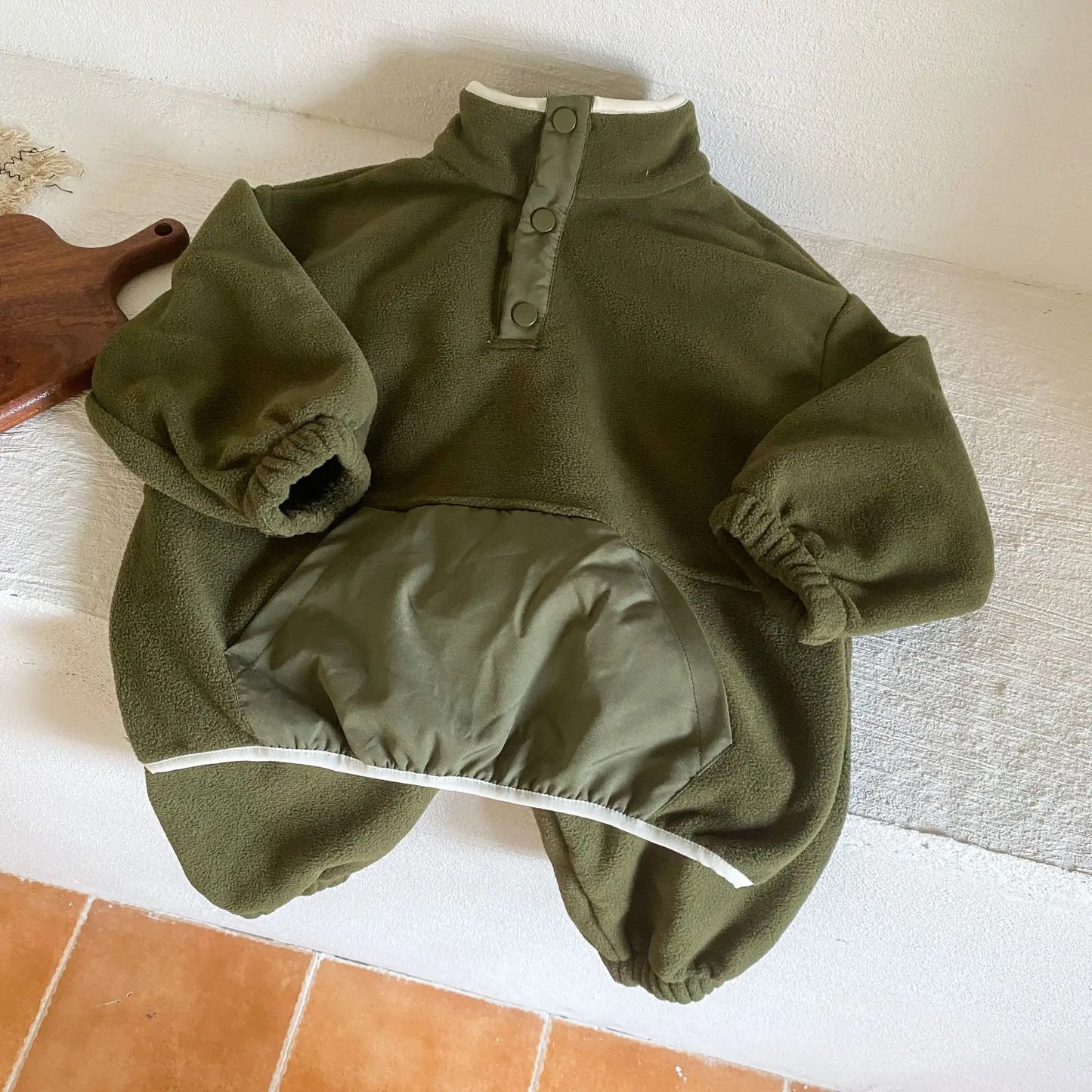 長袖セットアップ キッズセットアップ 2点セット フリース長袖プルオーバー+ロングパンツ【mh0007805】