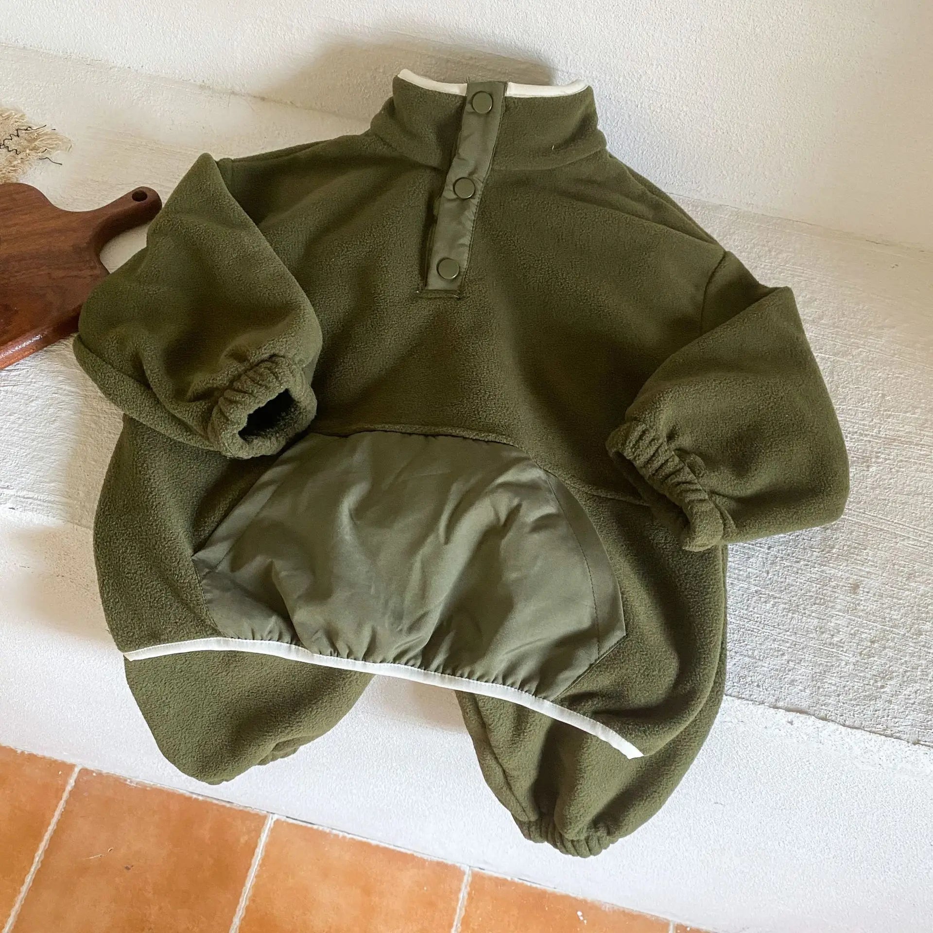 長袖セットアップ キッズセットアップ 2点セット フリース長袖プルオーバー+ロングパンツ【mh0007805】