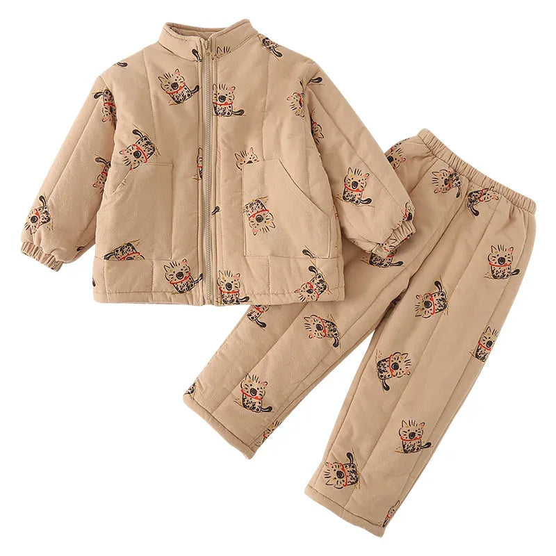 長袖セットアップ キッズセットアップ 2点セット 裏フリースジップアップジャケット+ロングパンツ 長袖パジャマセット ルームウェア【mh0007845】