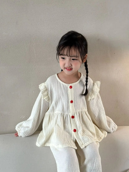 長袖セットアップ キッズセットアップ 2点セット 長袖パジャマセット ガールズ/ボーイズナチュラルスタイル【mh0008636】