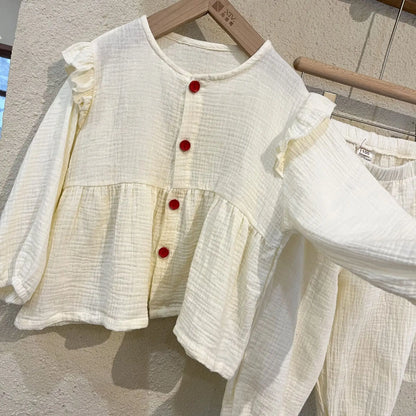 長袖セットアップ キッズセットアップ 2点セット 長袖パジャマセット ガールズ/ボーイズナチュラルスタイル【mh0008636】