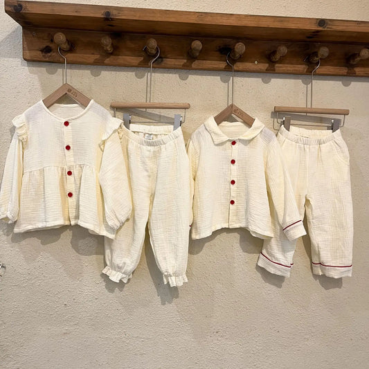 長袖セットアップ キッズセットアップ 2点セット 長袖パジャマセット ガールズ/ボーイズナチュラルスタイル【mh0008636】