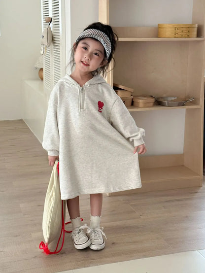 長袖セットアップ キッズワンピース/セットアップ 2点セット ハートロゴフーディ長袖スウェットワンピース/フーディスウェットプルオーバー+ロングパンツ リンクコーデ 兄弟姉妹 お揃いコーデ【mh0008776】