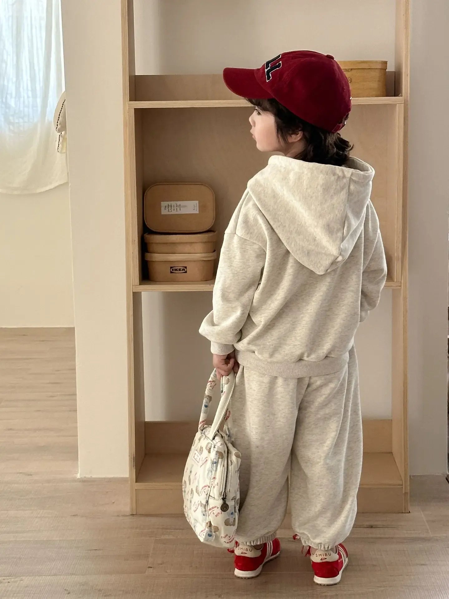 長袖セットアップ キッズワンピース/セットアップ 2点セット ハートロゴフーディ長袖スウェットワンピース/フーディスウェットプルオーバー+ロングパンツ リンクコーデ 兄弟姉妹 お揃いコーデ【mh0008776】