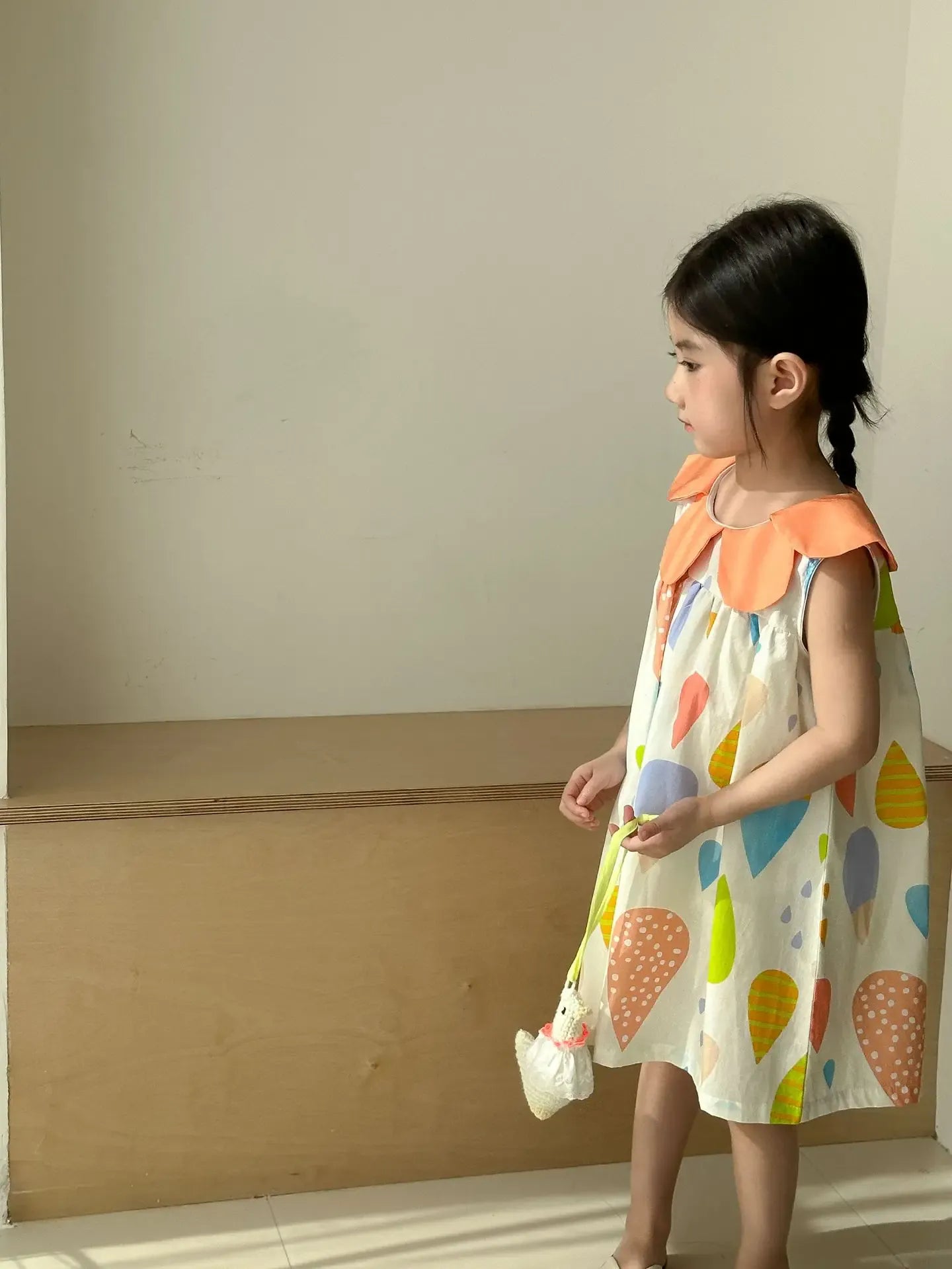 半袖セットアップ キッズワンピース/セットアップ 2点セット カラフルバルーンプリントフラワー襟ノースリーブワンピース/半袖シャツ+ショートパンツ リンクコーデ 兄弟姉妹 お揃いコーデ【mh0008873】