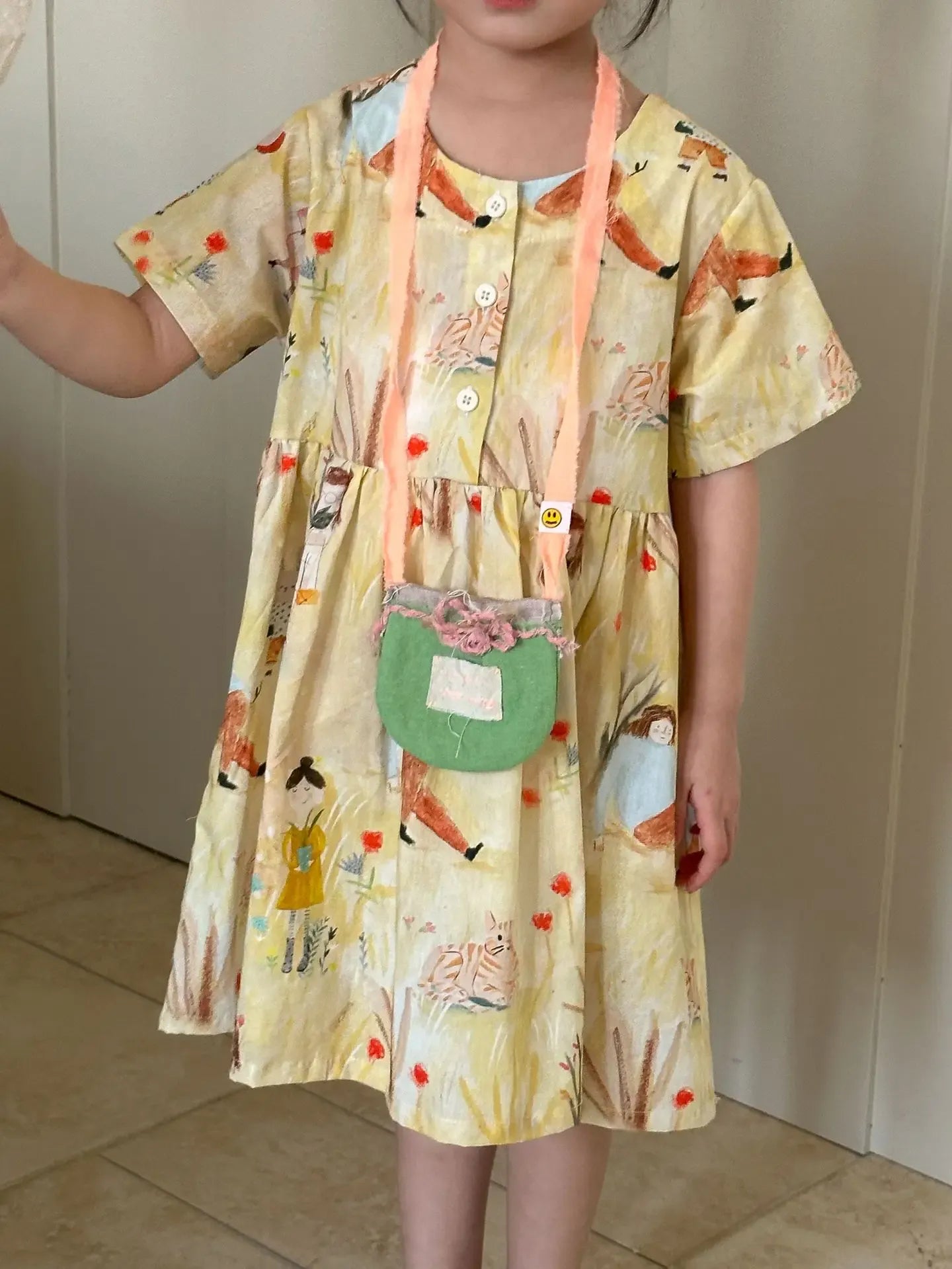 長袖セットアップ キッズワンピース/セットアップ 2点セット プリント柄半袖ワンピース/半袖シャツ+ショートパンツ リンクコーデ 兄弟姉妹 お揃いコーデ【mh0008874】