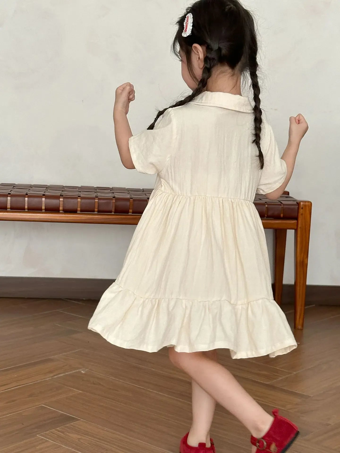 半袖セットアップ キッズワンピース/セットアップ 2点セット フラワー刺繍ワンポイント半袖ブワンピース/半袖シャツ+ショートパンツ リンクコーデ 兄弟姉妹 お揃いコーデ【mh0008875】