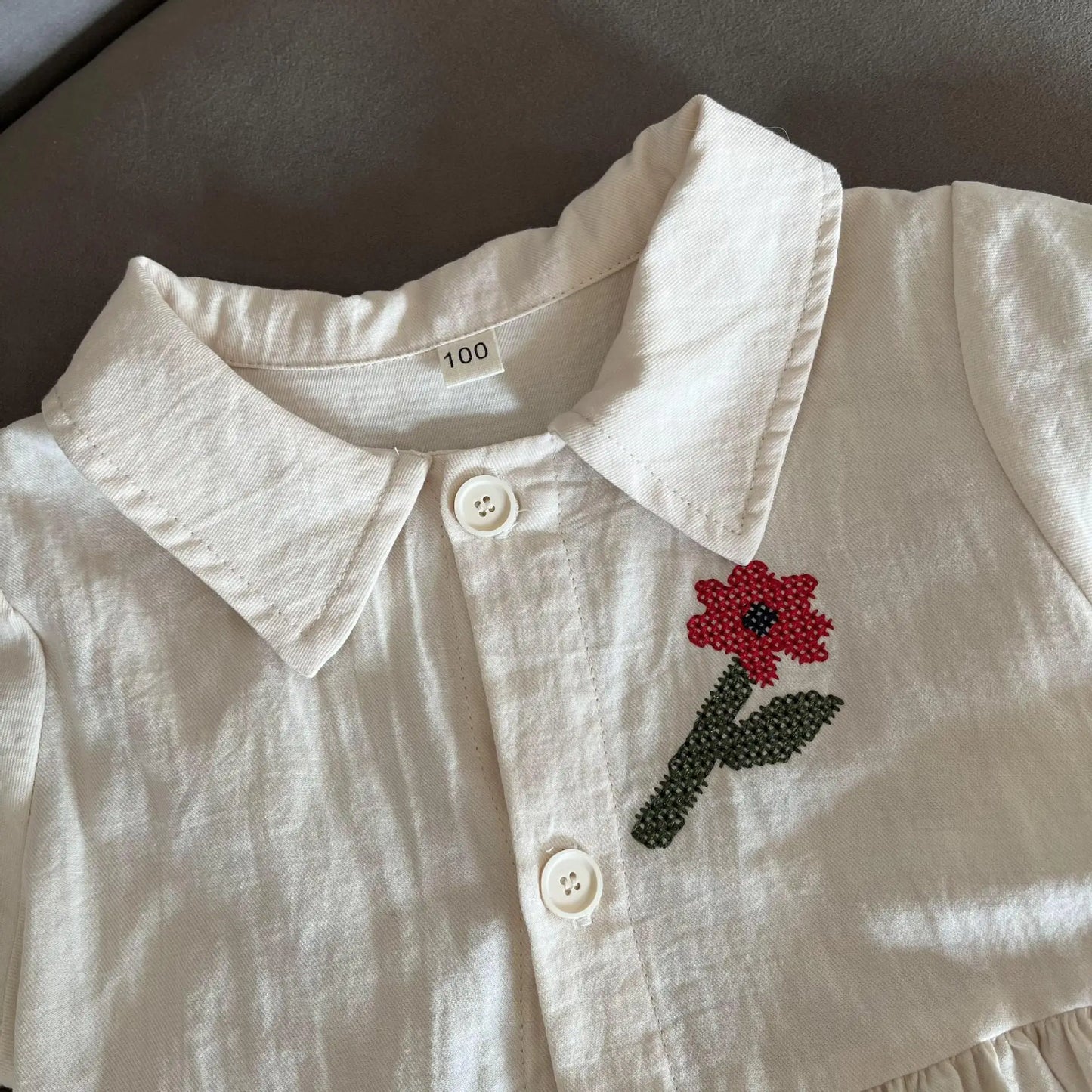 半袖セットアップ キッズワンピース/セットアップ 2点セット フラワー刺繍ワンポイント半袖ブワンピース/半袖シャツ+ショートパンツ リンクコーデ 兄弟姉妹 お揃いコーデ【mh0008875】