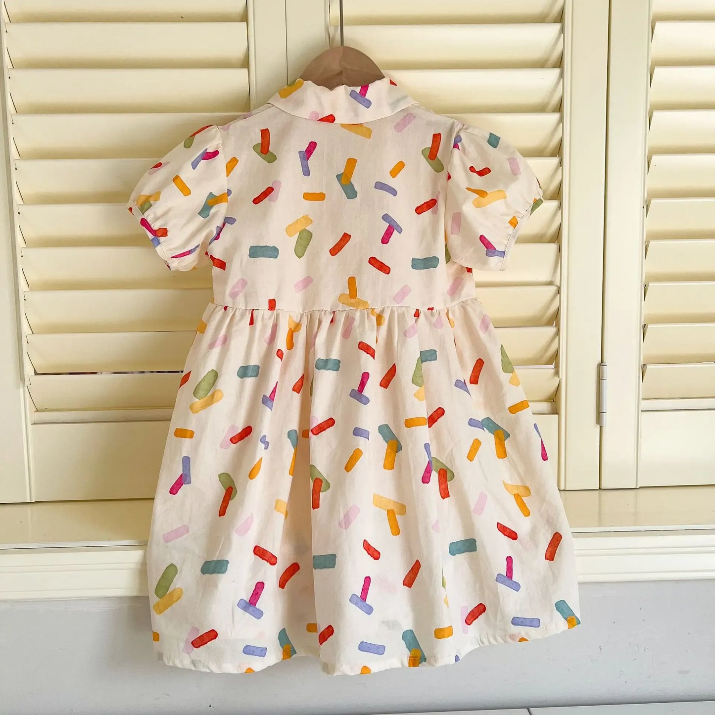 半袖セットアップ キッズワンピース/セットアップ 2点セット カラフル幾何学プリント柄半袖シャツワンピース/半袖シャツ+ショートパンツ リンクコーデ 兄弟姉妹 お揃いコーデ【mh0008877】