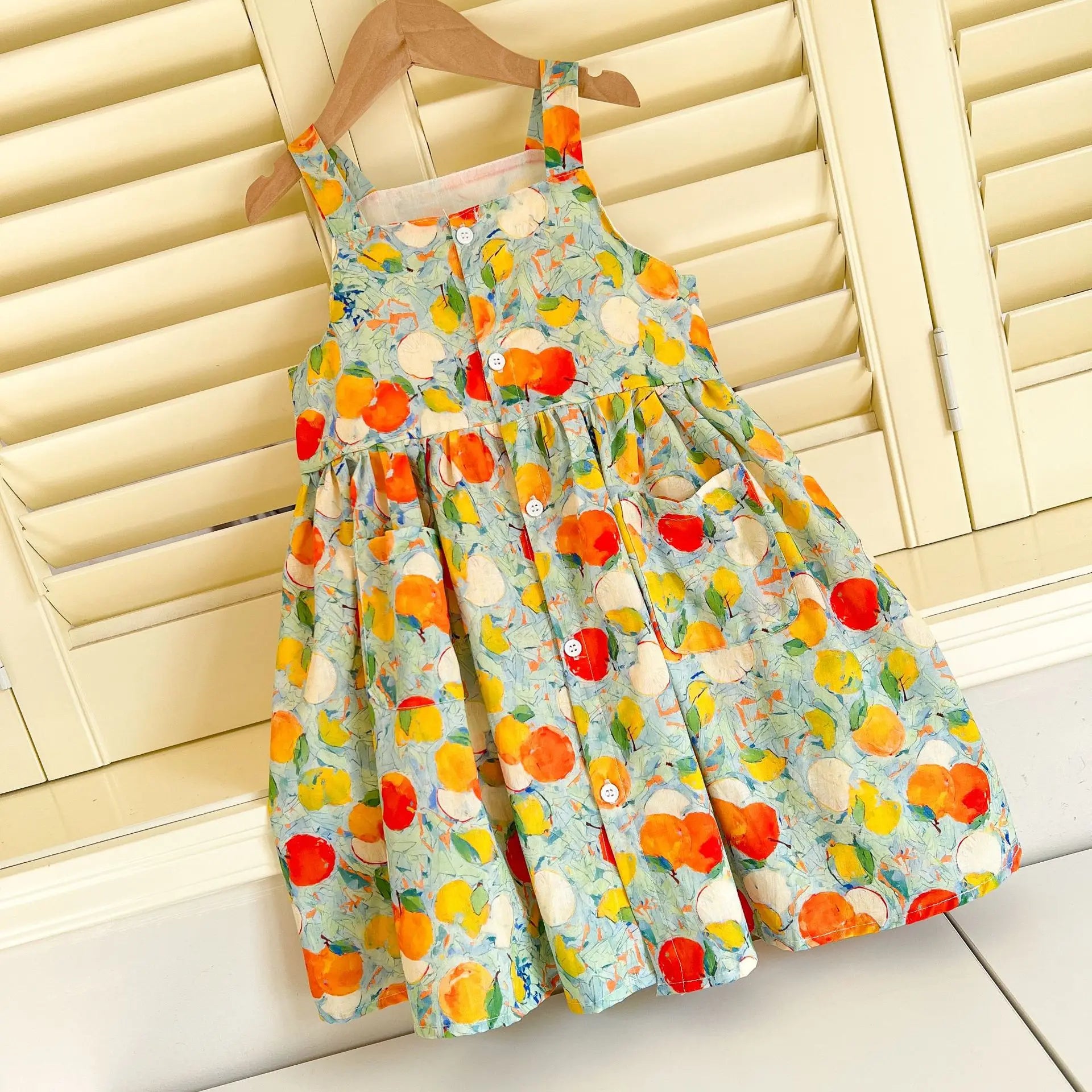 半袖セットアップ キッズワンピース/セットアップ 2点セット フルーツプリントキャミソールワンピース/半袖シャツ+ショートパンツ リンクコーデ 兄弟姉妹 お揃いコーデ【mh0008878】