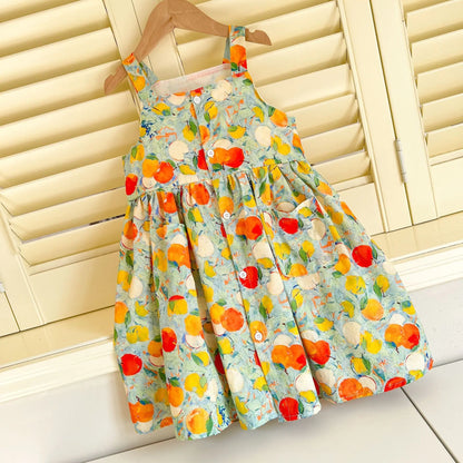 半袖セットアップ キッズワンピース/セットアップ 2点セット フルーツプリントキャミソールワンピース/半袖シャツ+ショートパンツ リンクコーデ 兄弟姉妹 お揃いコーデ【mh0008878】