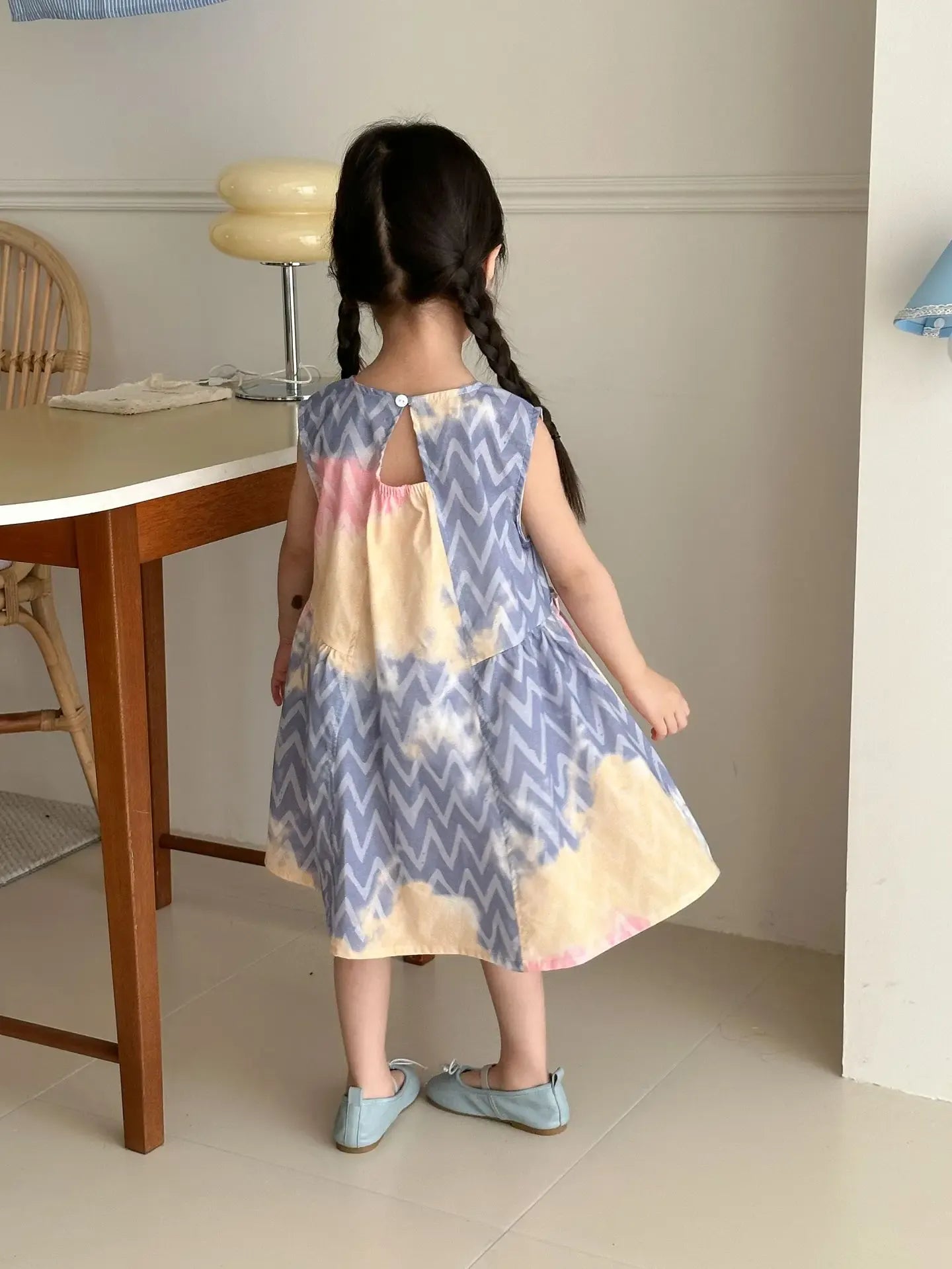 半袖セットアップ キッズワンピース/セットアップ 2点セット カラフルプリントノースリーブワンピース/半袖シャツ+ショートパンツ リンクコーデ 兄弟姉妹 お揃いコーデ【mh0008879】