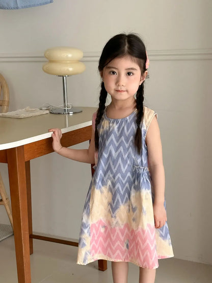 半袖セットアップ キッズワンピース/セットアップ 2点セット カラフルプリントノースリーブワンピース/半袖シャツ+ショートパンツ リンクコーデ 兄弟姉妹 お揃いコーデ【mh0008879】