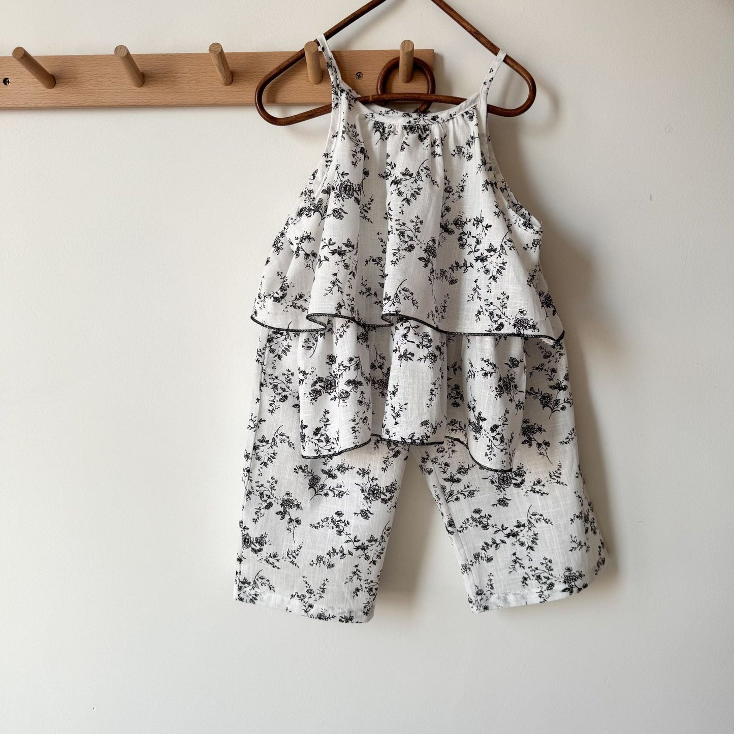 ノースリーブセットアップ フラワープリントキャミソールチュニック+ワイドルーズパンツセットアップ 2点セット【mh0010193】