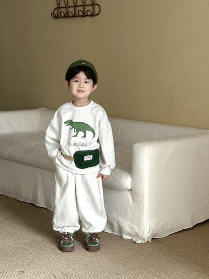 長袖セットアップ ダイナソー恐竜プリント長袖スウェットセットアップ 2点セット【mh0010494】