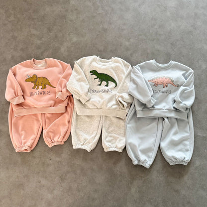 長袖セットアップ ダイナソー恐竜プリント長袖スウェットセットアップ 2点セット【mh0010494】