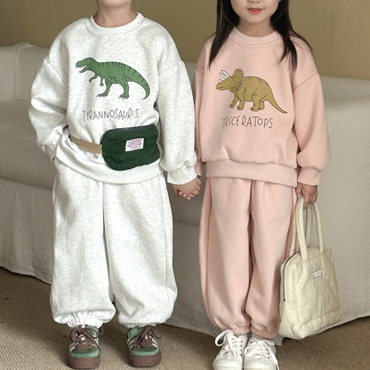 長袖セットアップ ダイナソー恐竜プリント長袖スウェットセットアップ 2点セット【mh0010494】