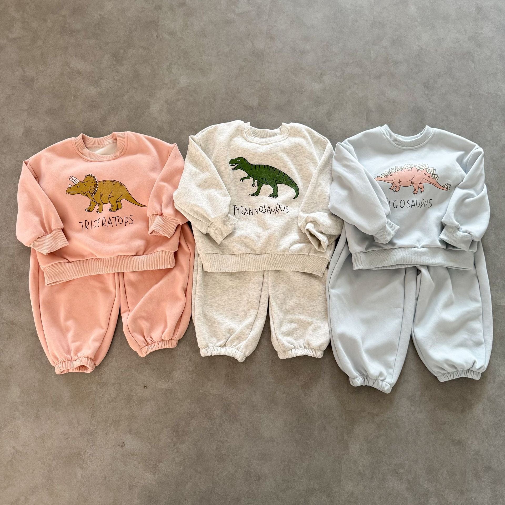 長袖セットアップ ダイナソー恐竜プリント長袖スウェットセットアップ 2点セット【mh0010494】