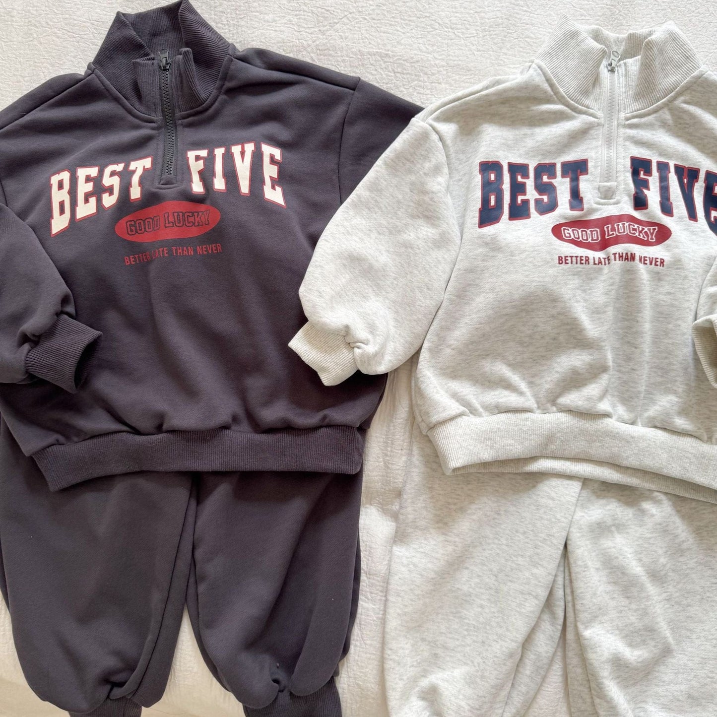 長袖セットアップ レターロゴハーフジップ長袖スウェットセットアップ 2点セット【mh0010495】