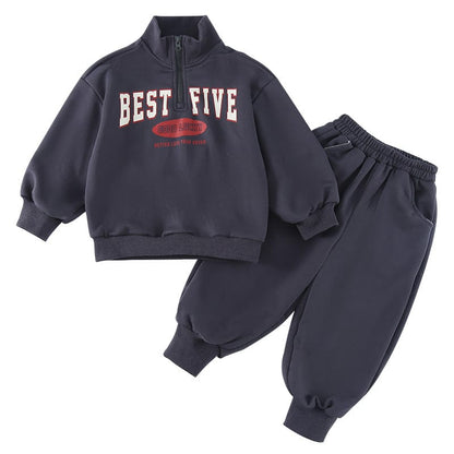 長袖セットアップ レターロゴハーフジップ長袖スウェットセットアップ 2点セット【mh0010495】