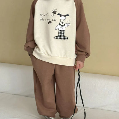 長袖セットアップ クマ刺繍襟付きスウェットセットアップ 2点セット【mh0011234】