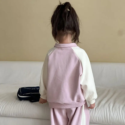 長袖セットアップ クマ刺繍襟付きスウェットセットアップ 2点セット【mh0011234】