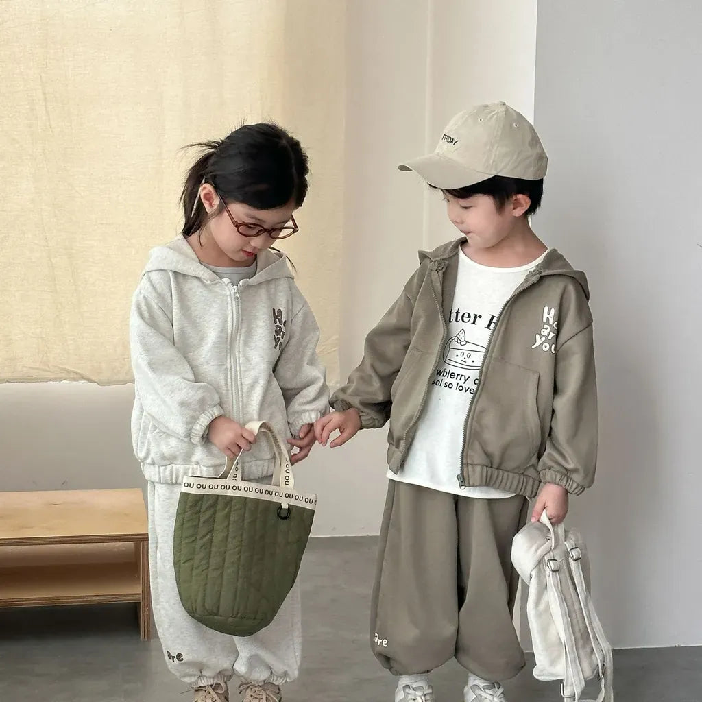 長袖セットアップ ロゴプリントジップアップパーカーセットアップ 2点セット【mh0011243】