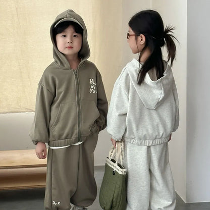 長袖セットアップ ロゴプリントジップアップパーカーセットアップ 2点セット【mh0011243】