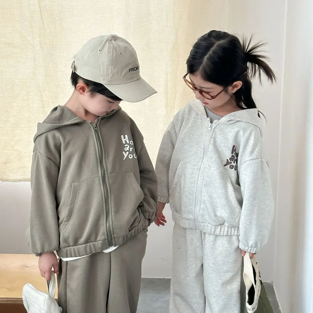 長袖セットアップ ロゴプリントジップアップパーカーセットアップ 2点セット【mh0011243】