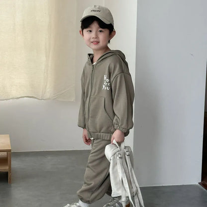 長袖セットアップ ロゴプリントジップアップパーカーセットアップ 2点セット【mh0011243】