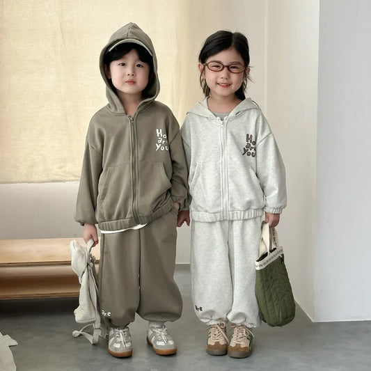 長袖セットアップ ロゴプリントジップアップパーカーセットアップ 2点セット【mh0011243】