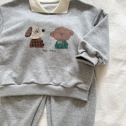 長袖セットアップ 襟付きベアくまプリントスウェットセットアップ 2点セット【mh0011249】