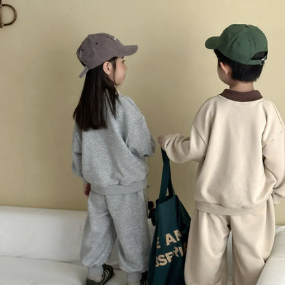 長袖セットアップ 襟付きベアくまプリントスウェットセットアップ 2点セット【mh0011249】