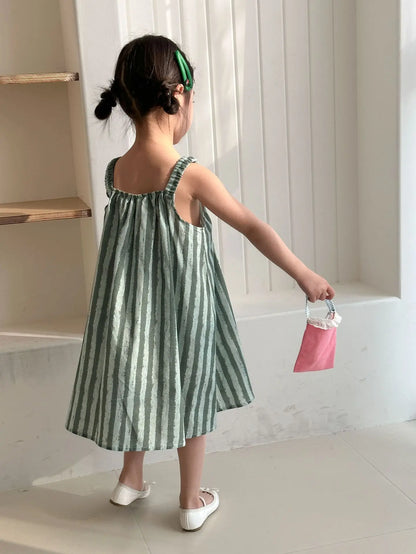 半袖セットアップ キッズワンピース/セットアップ 2点セット スイカストライププリントキャミソールワンピース/半袖Tシャツ+ショートパンツ リンクコーデ 兄弟姉妹 お揃いコーデ【mh0008880】