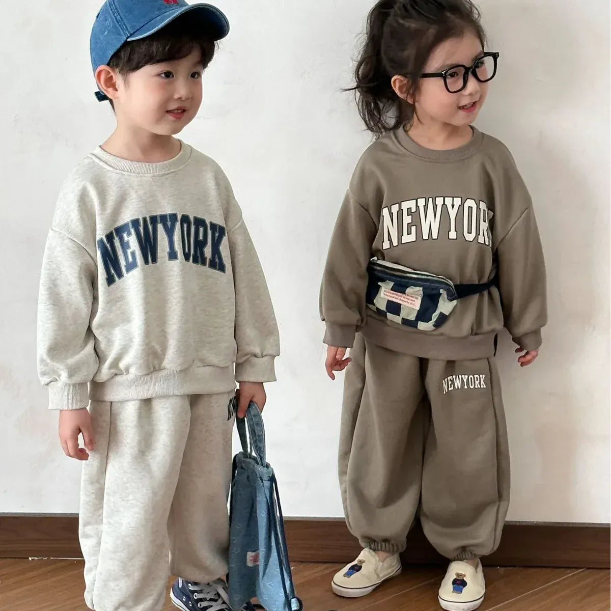 長袖セットアップ キッズトップス レターロゴプリント長袖スウェットシャツトレーナー 3カラー【mh0006847】