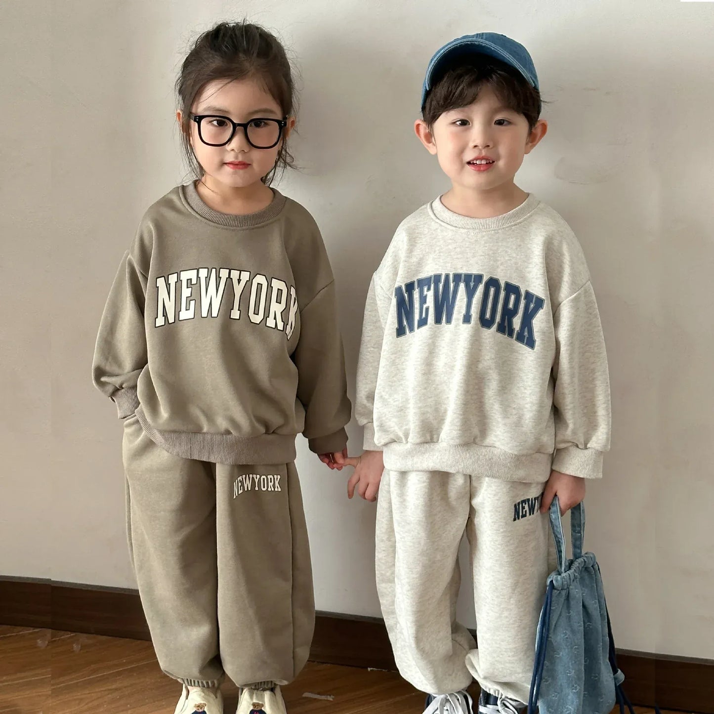 長袖セットアップ キッズトップス レターロゴプリント長袖スウェットシャツトレーナー 3カラー【mh0006847】