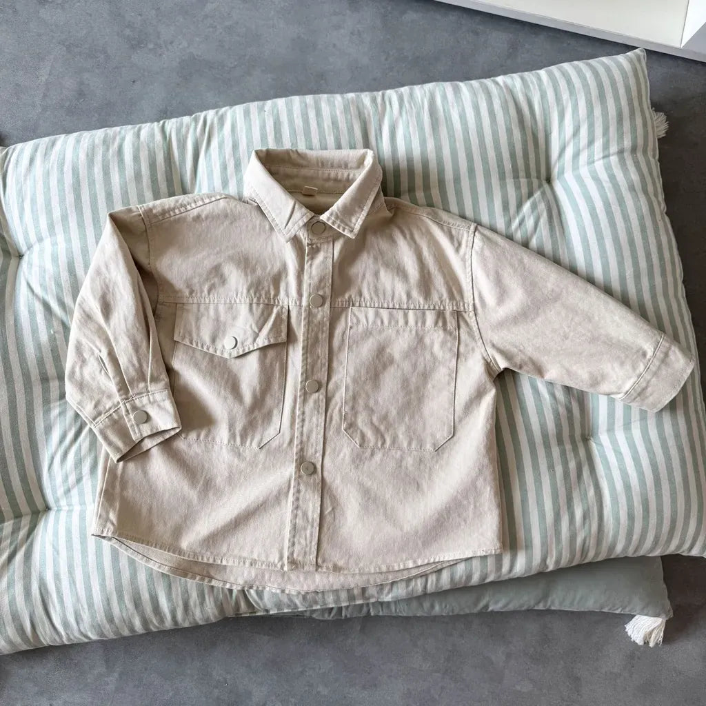 長袖シャツ・ブラウス Apricot / 80cm ビッグポケットワーク長袖シャツジャケット【mh0011241】