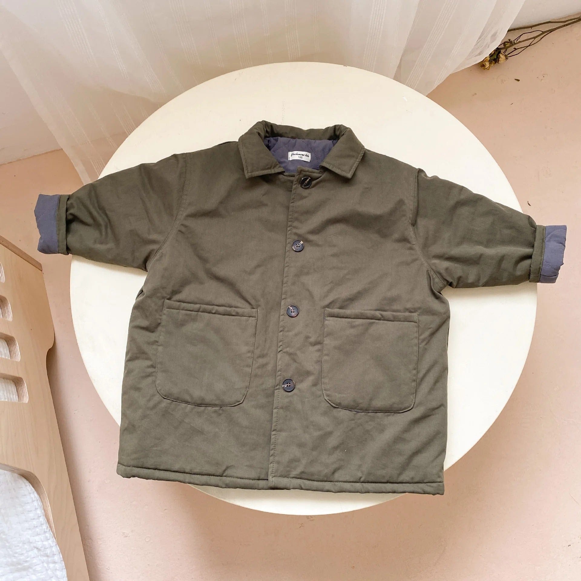 ロングコート Army Green / 12M 80cm キッズ 裏キルティング ロング コート【mh0000308】