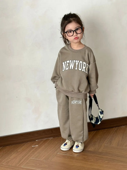 長袖セットアップ Army Green / 80cm 12M キッズトップス レターロゴプリント長袖スウェットシャツトレーナー 3カラー【mh0006847】