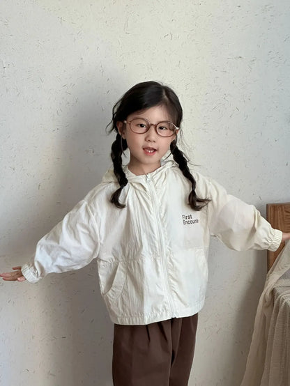 ショートコート・ジャケット・ジャンパー Beige / 80cm 12M キッズアウター バックロゴプリントフーディジップアップブルゾンジャケット【mh0008824】